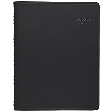 AT-A-GLANCE® QuickNotes Monthly Planner, 8-1/4" x 11", Black, January To December 2022, 760605