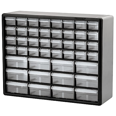 Akro-Mils Plastic 44-Drawer Stackable Cabinet, 20" x 6 3/8" x 15 13/16", Gray