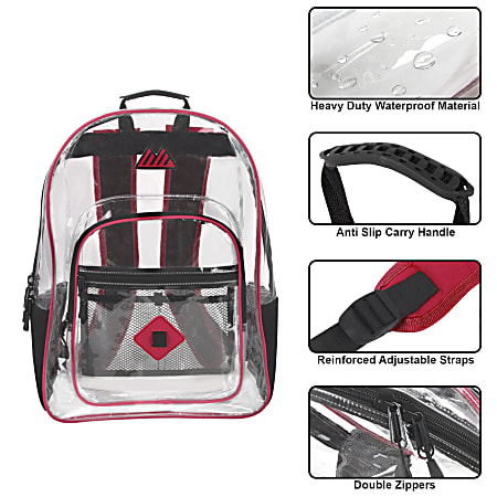 Red clear backpack clearance