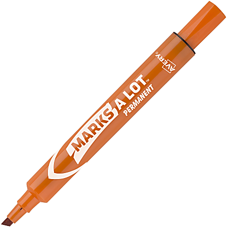 Avery Large Desk-Style Permanent Markers, Chisel Point, 4.76 mm, Orange, Pack Of 12