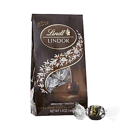 Lindor Extra-Dark Chocolate Truffles, 5.1 Oz, Pack Of 3 Bags