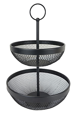 GNBI 2-Tier Iron Storage Basket, 20"H x 11-1/2"W x 11-1/2"D, Black