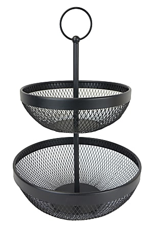 GNBI 2-Tier Iron Storage Basket, 20"H x 11-1/2"W x 11-1/2"D, Black