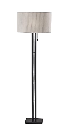 Adesso Foster 62"H Floor Lamp, Linen/Black