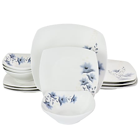 Gibson Home Evening Orchid 12-Piece Dinnerware Set, White