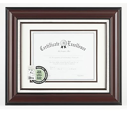 DAX Linen Insert Certificate Mahogany Frame - 14" x 11" Frame Size - Holds 11" x 8.50" Insert - 1 Each - Burgundy