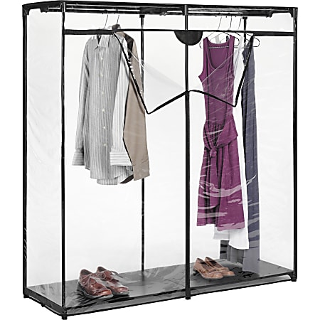 Whitmor Garment Rack, 64"H x 60"W x 19.5"D, Zippered, Durable, Clear, Plastic, Polypropylene, Steel