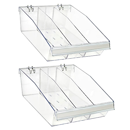 Azar Displays Deep Bin Tray Kits With Dividers, 5-3/4”H x 11-3/4”W x 14”D, Clear, Pack Of 2 Kits