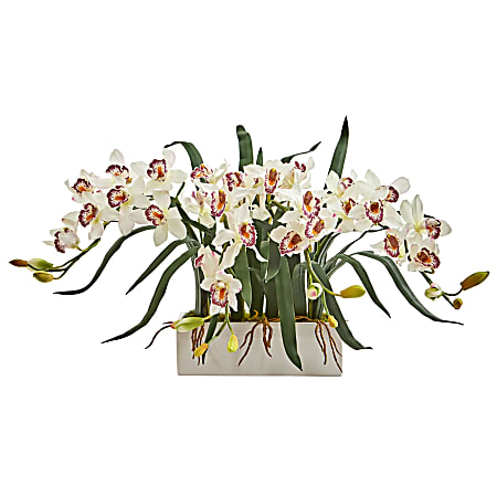 Nearly Natural Cymbidium 15”H Artificial Floral Arrangement With
