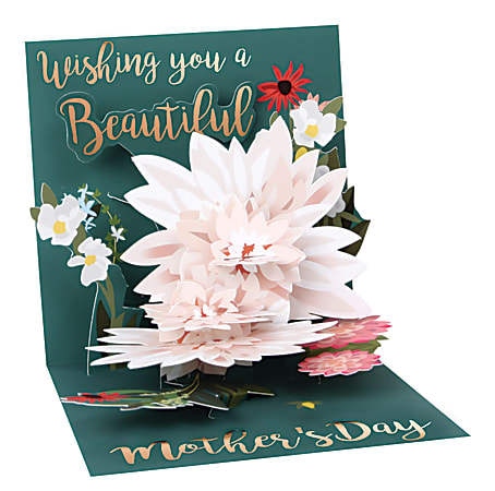 Up With Paper Mother's Day Pop-Up Greeting Card With Envelope, 5-1/4" x 5-1/4", Beautiful Wishes