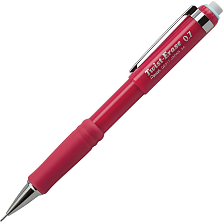 Pentel® Twist-Erase III Mechanical Pencil, #2 Lead, 0.7 mm, Refillable, Red Barrel