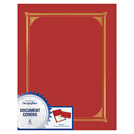 Geographics® Document Covers, 9 3/4" x 12 1/2", Red, Pack Of 6
