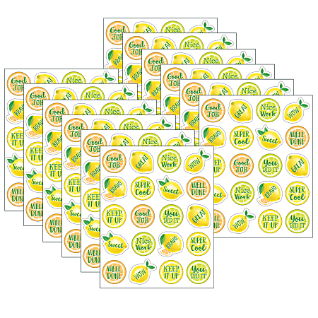 Teacher Created Resources® Stickers, Lemon Zest, 120 Stickers Per Pack, Set Of 12 Packs