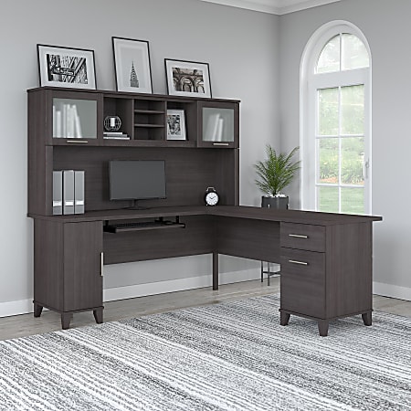 Bush Furniture Somerset 72 W L Shaped Desk With Hutch Storm Gray ...