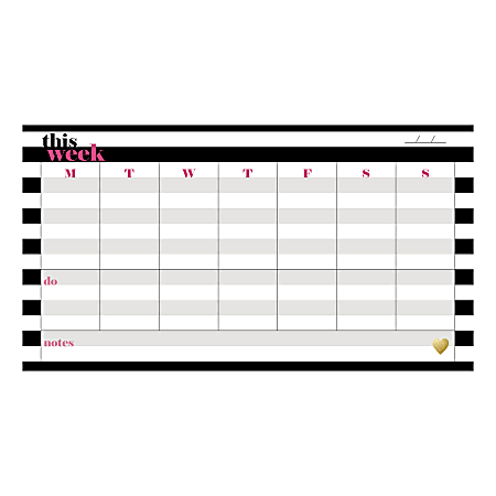 See Jane Work® Magnetic Weekly Planning Pad, 11" x 6", Black/White/Pink