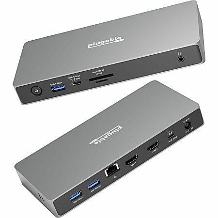 Plugable USB C Docking Station Dual Monitor, 11-in-1, USB4 100W Laptop Charging Dock for Windows and Thunderbolt - 4K HDMI 2.1 up to 120Hz, 2.5Gbps Ethernet, SD Reader, 20W USB-C Charging - Driverless