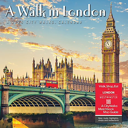 2025 Willow Creek Press Scenic Monthly Wall Calendar, 12" x 12", Walk in London, January To December, 41208