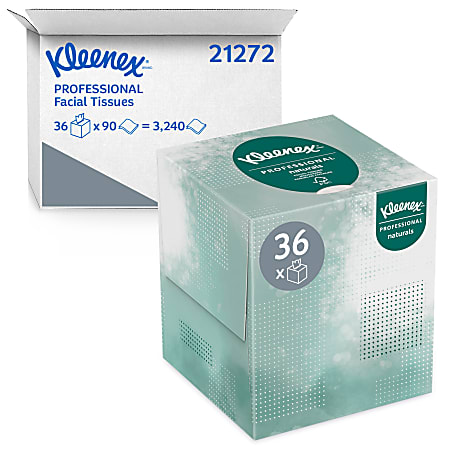 Kleenex® Professional Naturals Boutique Facial Tissue Cube, 90 Sheets Per Box, Case of 36 Boxes, 21272
