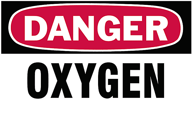 Gas Cylinder Lockout Labels, Danger Oxygen Gas, 5 in W x 3 in H, White/Red