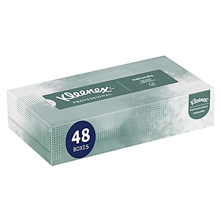 Kleenex® Professional Naturals Facial Tissue, 2-Ply, White, Flat Facial Tissue Boxes for Business, 125 Sheets Per Box, Case of 48 Boxes
