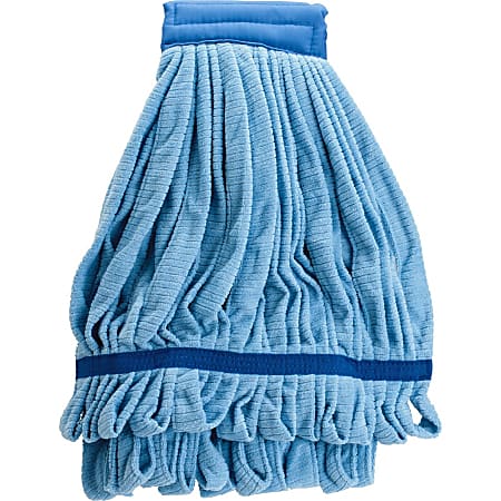 Genuine Joe Microfiber Wet Mophead Refill - MicroFiber - Blue - 12 / Carton