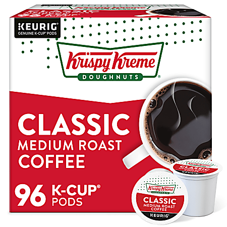 Krispy Kreme Classic Coffee Keurig Single Serve K-Cup Pods, Medium Roast, 24 Pods Per Pack, Case Of 4 Packs