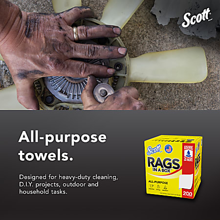 Scott Rags In A Box 9 x 12 Sheet Size White Box Of 200 Rags ODP Business Solutions