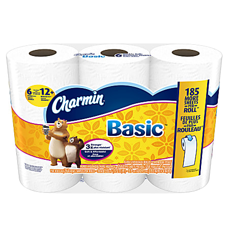 Charmin® Basic Bathroom Tissue, 264 Sheets Per Roll, Pack Of 6 Rolls