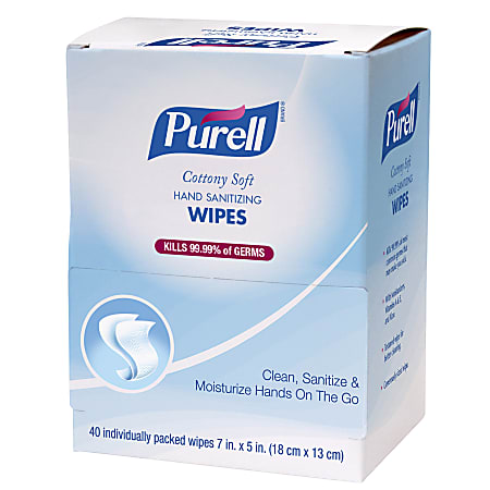 Purell® Hand Sanitizing Wipes, Unscented, Box Of 40 Wipes
