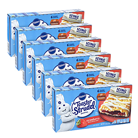 Pillsbury Toaster Strudels, Strawberry, 11.7 Oz, 6 Strudels Per Pack, Case Of 6 Packs