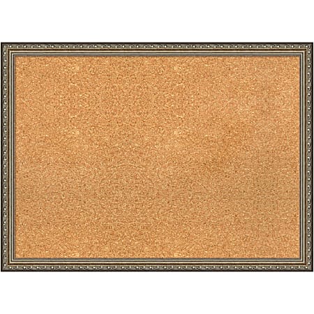 Amanti Art Cork Bulletin Board, 30" x 22", Natural, Parisian Silver Wood Frame