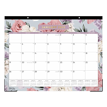 2025 Blue Sky Monthly Desk Pad Planning Calendar 22 x 17 Tula January