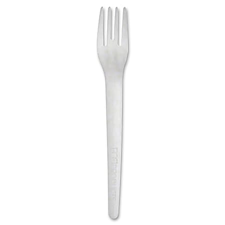 Eco-Products 6" Plantware High-Heat Disposable Forks, Pearl White, Box Of 1000