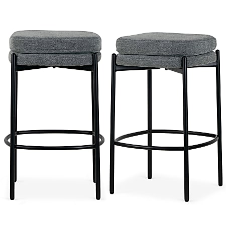 Glamour Home Avril Boucle Fabric Counter Height Stools, Gray, Set Of 2 Stools