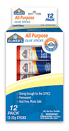 Elmer's® Office Strength Glue Sticks, All Purpose, 0.77 Oz, Clear, Pack Of 12