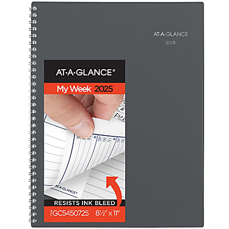 2025 AT-A-GLANCE® DayMinder® Weekly/Monthly Planner, Gray, 8-1/2" x 11", January To December, GC54507