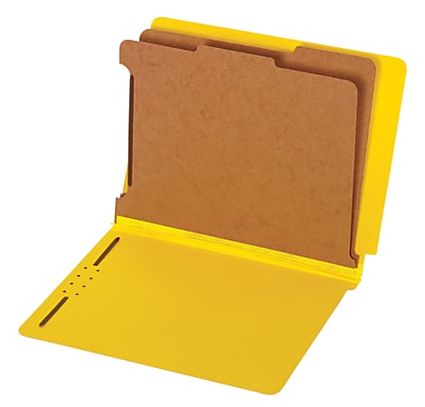 Pendaflex® Straight-Cut End-Tab Pressboard Classification Folders, 2-1/2" Expansion, 2 Dividers, 8 1/2" x 11", Letter, Yellow, Box of 10