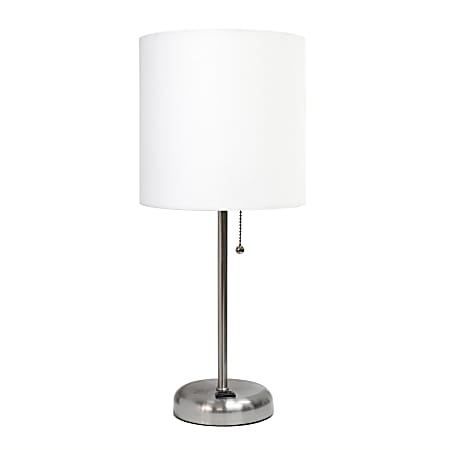 LimeLights Stick Lamp with Charging Outlet, 19-1/2"H, White