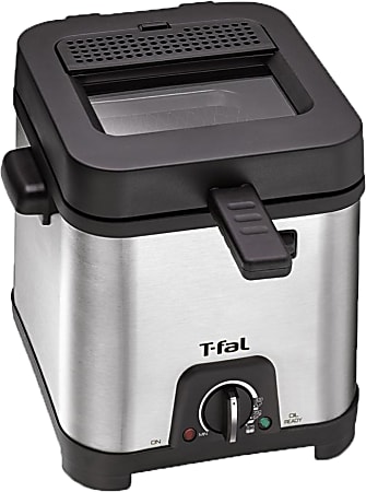 T-Fal Compact Deep Fryer, 10-7/16”H x 10-7/16"W x 10-7/16”H, Silver