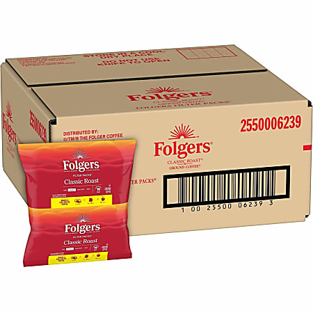 Folgers Classic Roast Coffee Filter Packs, 0.9 Oz, Box Of 40 Packs