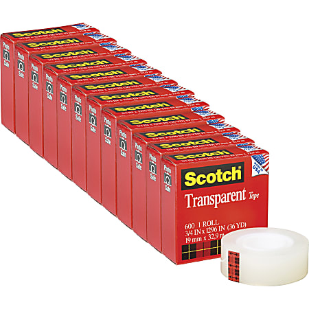 Scotch® Transparent Tape, 108', Clear, Pack Of 12 Rolls