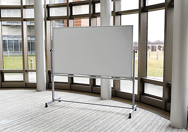 Double Sided Mobile Magnetic Dry Erase Whiteboard 72 x Aluminum Frame With Silver Finish - Depot