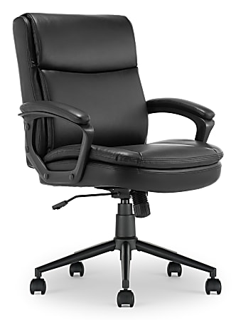 Click365 Transform 2.0 Ergonomic Bonded Leather Mid-Back Office Chair, Black