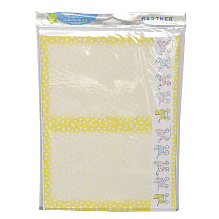 Gartner Studios® Baby Invitations, 5 1/2" x 8 1/2", Yellow Baby Carriages, Pack Of 24