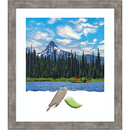 Amanti Art Rectangular Wood Picture Frame, 23” x 27” With Mat, Marred Pewter