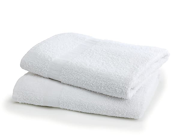 Medline Interblend Bath Towels, 24" x 50", 10 Lb, White, Pack Of 12