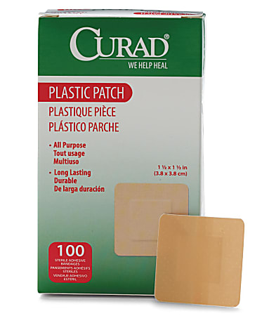 CURAD® Plastic Adhesive Bandages, 1 1/2" x 1 1/2", Tan, Case Of 12