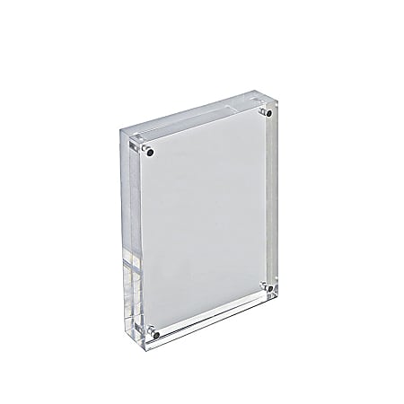 Azar Displays Acrylic Vertical/Horizontal Block Frame, 5" x 7", Clear