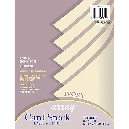 Pacon Multi Use Card Stock Ivory Letter 8.5 x 11 65 Lb Pack Of 100 ...