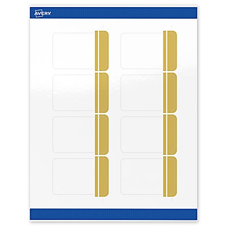 Avery® Print-To-The-Edge Labels & Sure Feed®, S00-DK9-PRWGP10, 2"x3", Glossy White, Preprinted Double Dipped Gold Edge Design, Pack Of 80